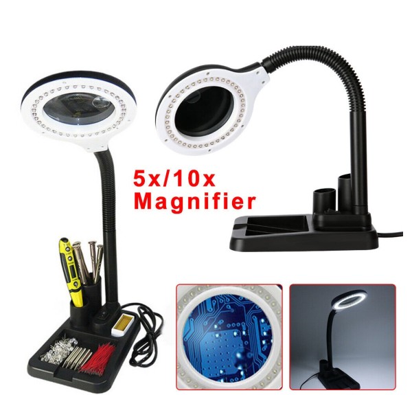 Nikula-Esnek 5X /10x,40 LED ışıklı büyüteç ,lamba  büyüteç okuma, çalışma lehim masa lambası A808