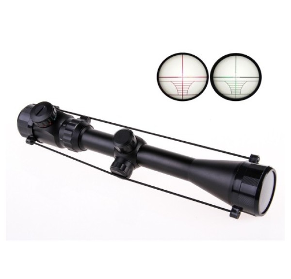 Spike 3-9x40 Zoomlu Çıft Işıklı Av Tüfeği Dürbünü Silah Montaj Kelepçeli