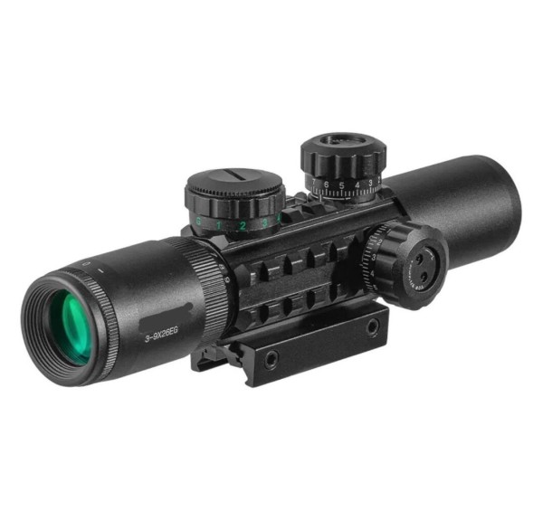 C3-9X26eg   Raylı Çift ışıklı Tüfek Dürbünü  11mm/22mm