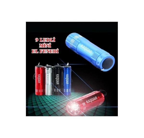 Süper Parlak 9 Ledli Metal Mini El Feneri