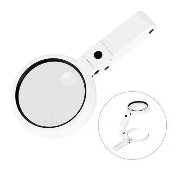 USB şarj edilebilir katlanabilir 3.5-10x büyüteç 8 LEDli masa ve eliçin  taşınabilir büyüteç FS90RC
