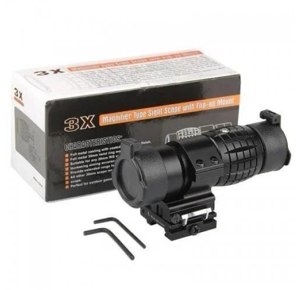 Nikula Magnifier 3x Yakınlaştırmalı Dürbün - 22mm Ray Uyumlu, Katlanır Yaylı Ayaklı