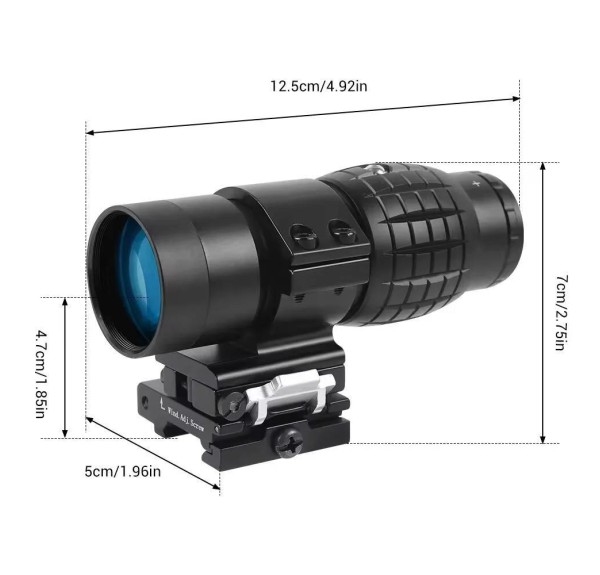 Nikula Magnifier 3x Yakınlaştırmalı Dürbün - 22mm Ray Uyumlu, Katlanır Yaylı Ayaklı