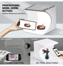 20 x 20 CM Profesyonel Stüdyo Led Işıklı Çift Sıra Ürün Fotoğraf Çekim Çadırı