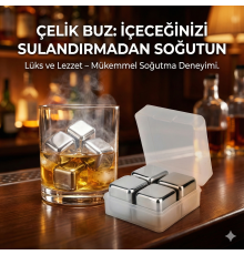 4'lü Çelik Metal Kaplama Viski Taşı Soğutma Buz Küpü