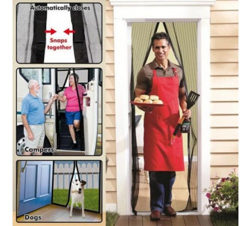 Mıknatıslı Kapı Sinekliği Magic Mesh Siyah