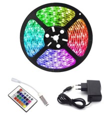 Rgb Şerit 5 Metre 16 Renkli Kumandalı Adaptörlü Çift Taraflı Bant