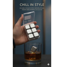 6'lı Çelik Metal Kaplama Viski Taşı Soğutma Buz Küpü