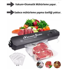 Vacuum Sealer Gıda Vakum Ve Mühürleme Makinesi (10 plastik poşet hediyeli)