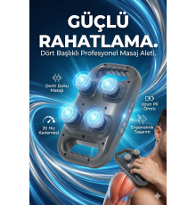 4 Başlıklı Masaj Tabancası - Ergonomik Derin Doku Sırt ve Boyun Masaj Aleti Ağrı ve Sızı Giderici