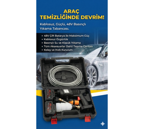 48V Şarjlı Çift Bataryalı Taşınabilir Basınçlı Oto Yıkama Bahçe Sulama Tabancası